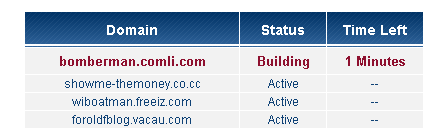 screenshot of domain build